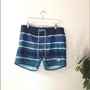 Mens Bershka Beachwear Striped Swim Trunks